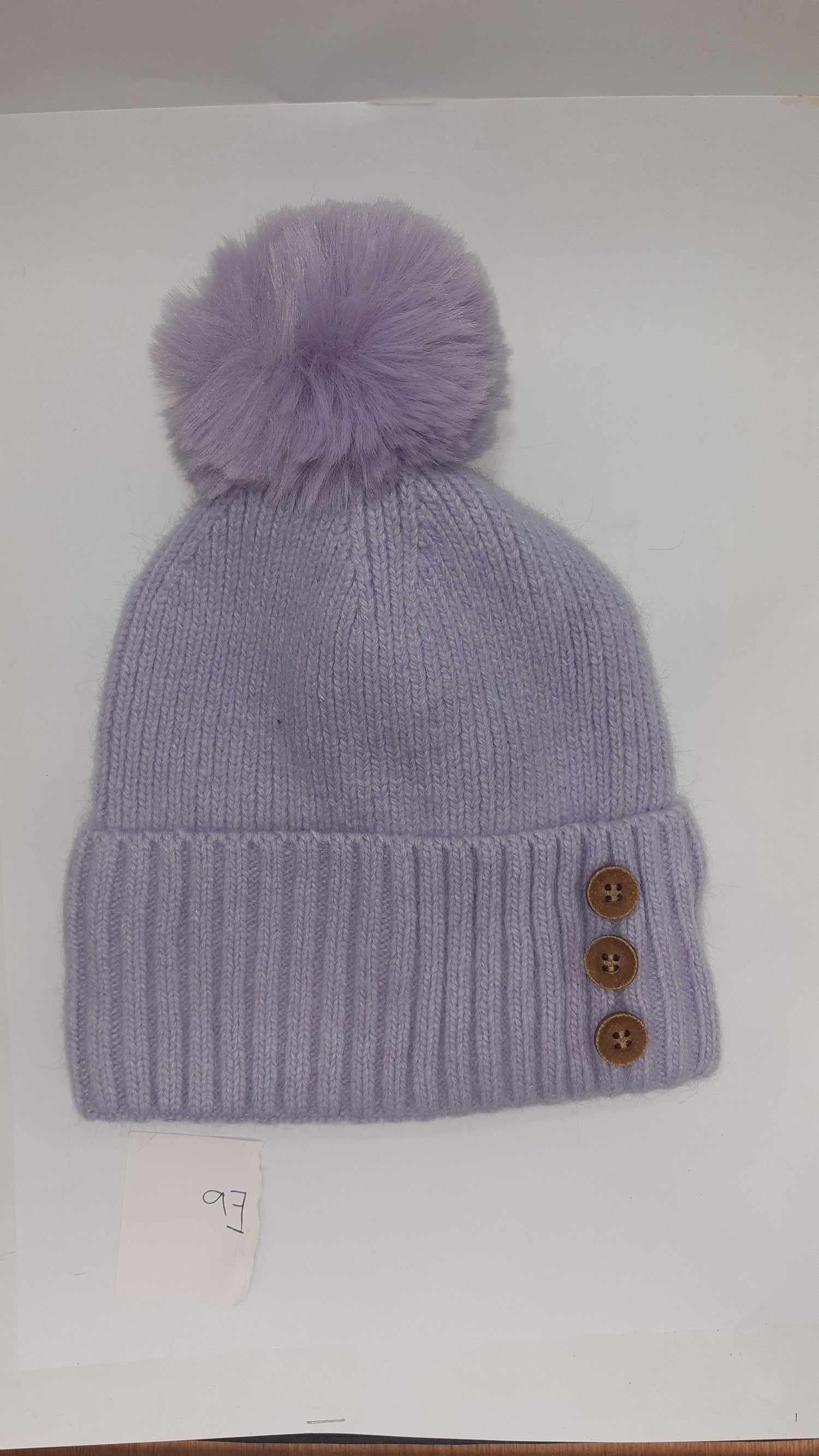 3 BUTTON ANGORA POM HAT AW23-RMD-93